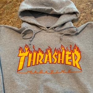 Thrasher gray hoodie sweatshirt shirt top S small